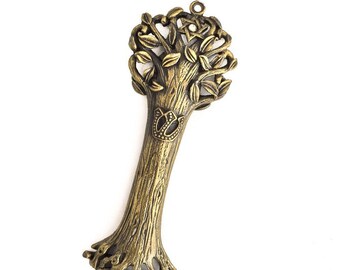 Mezuzah Case Tree of Life Wooden Texture Crafted with Unique Design 4.5"  Antique Gold Hand Painted Home Jewish gift Modern Cover Scroll