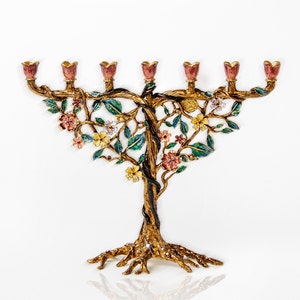 Menorah 7 Branch Tree of Life Menorah Modern Reminder of the Temple Menorah Unique