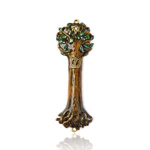 Mezuzah Case Tree of Life Wooden Texture Unique Design 5.5&quot; Size Cover Fit 4.5&quot; / 12cm Scroll