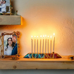 Abstract Jewish art Hanukkah Menorah Modern Jewish Decoration Unique Chanukiah for Hanukkah lights 9 branch juif Hanoucca Home Decor