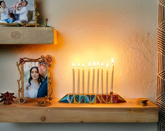 Abstract Art Hanukkah Menorah: Modern Jewish Home Decor