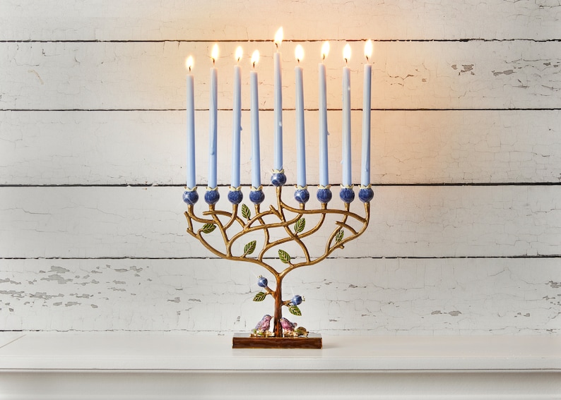 Hanukkah Menorah Jewish lamp, Pomegranate Tree designed for Chanukkah Tree of life Modern Home Decor Judaica Art Holidays Gift Chanukia image 2
