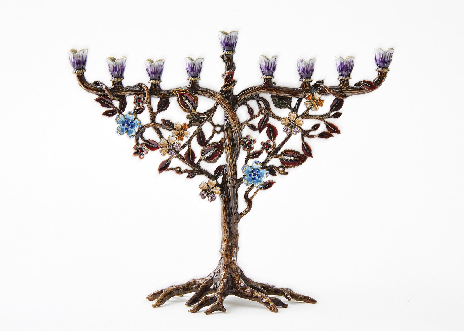 Hanukkah Menorah Jewish Candle Holder. Flower on Vine Hand Etsy