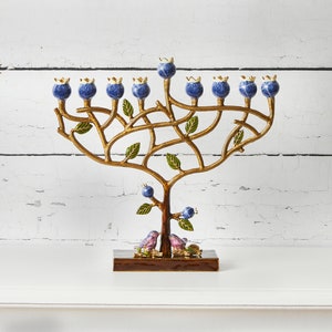 Hanukkah Menorah Jewish lamp, Pomegranate Tree designed for Chanukkah Tree of life Modern Home Decor Judaica Art Holidays Gift Chanukia image 5