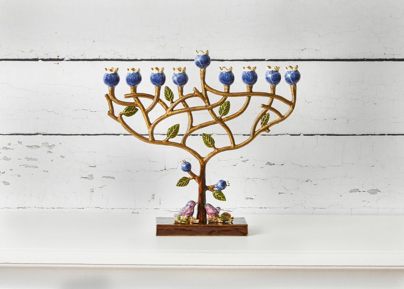 Hanukkah Menorah Jewish lamp, Pomegranate Tree designed for Chanukkah Tree of life Modern Home Decor Judaica Art Holidays Gift Chanukia image 5