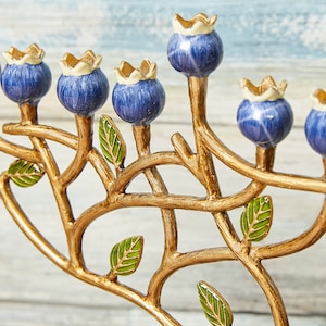 Hanukkah Menorah Jewish lamp, Pomegranate Tree designed for Chanukkah Tree of life Modern Home Decor Judaica Art Holidays Gift Chanukia image 3