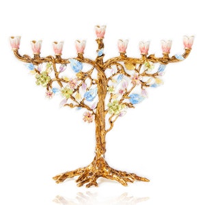 Jewish Hanukkah Menorah Tree of life floral designed image 8