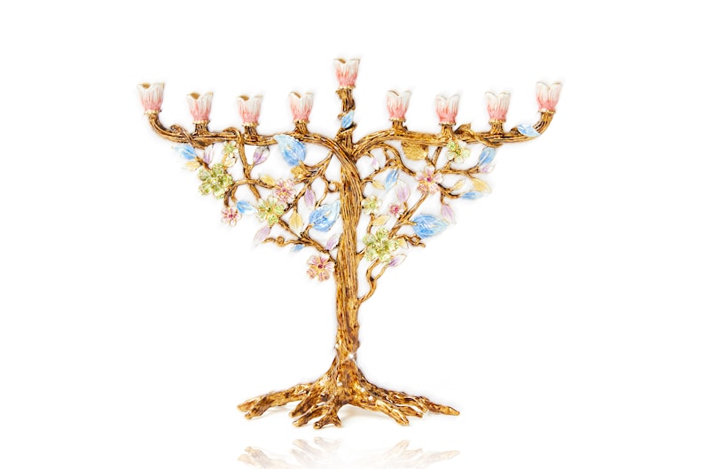 Jewish Hanukkah Menorah Tree of life floral designed image 8