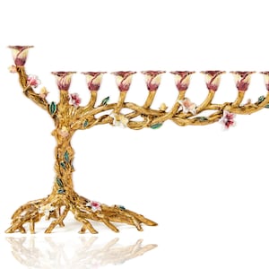 Hanukkah Menorah Jewish Floral Twisted Tree designed Chanukkah Menorah Tree of life Chanukia Modern Home Decor Judaica Art Holidays Gift