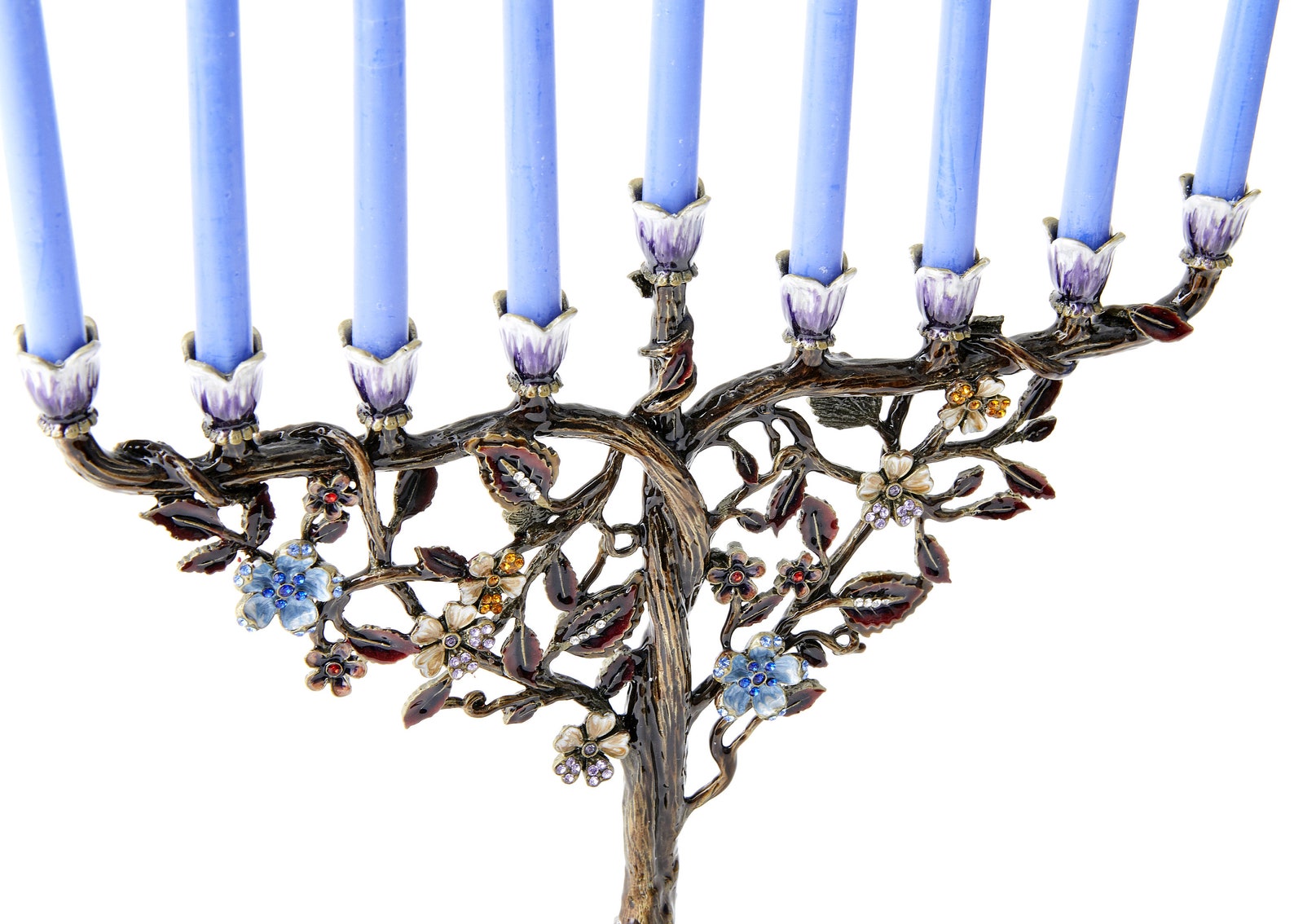 Hanukkah Menorah Jewish Candle Holder. Flower On Vine Hand Etsy