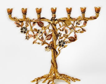 Menorah 7 Branch Tree of Life Menorah Modern Reminder of the Temple Menorah Unique