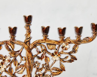 Jewish Hanukkah Menorah Tree of life floral design ꧂