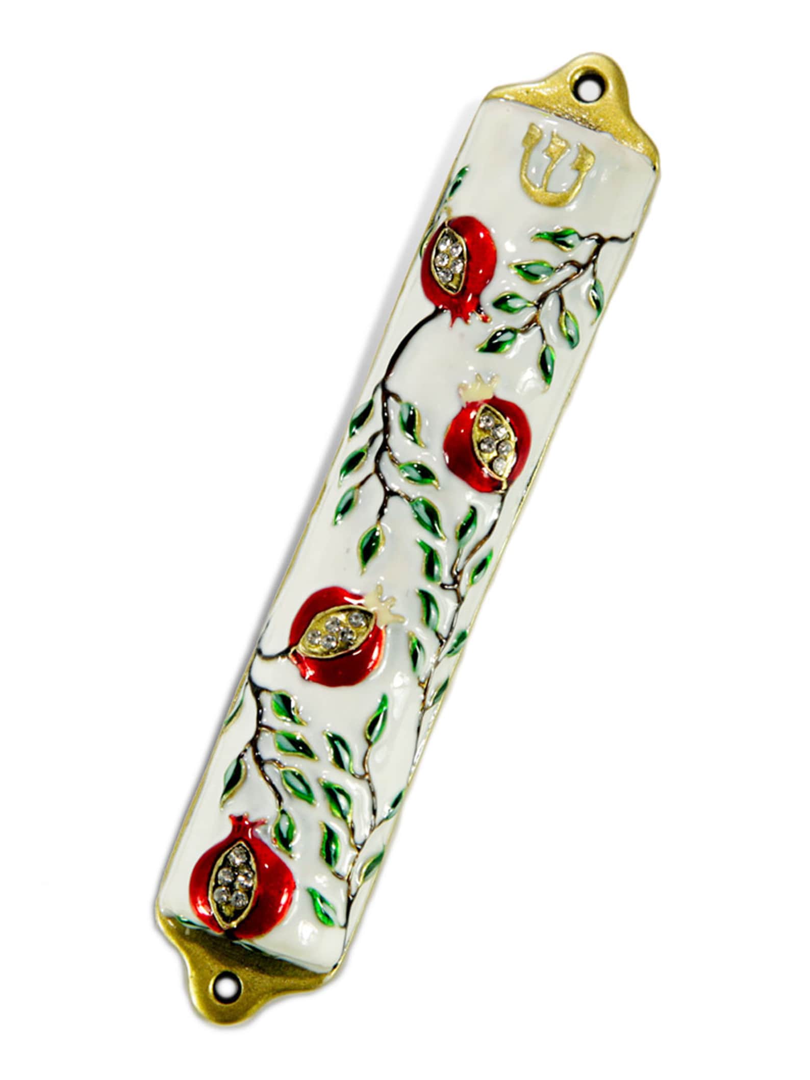 Mezuzah Case Mezuzah Cover Pomegranate Tree Design Crafted in Brass