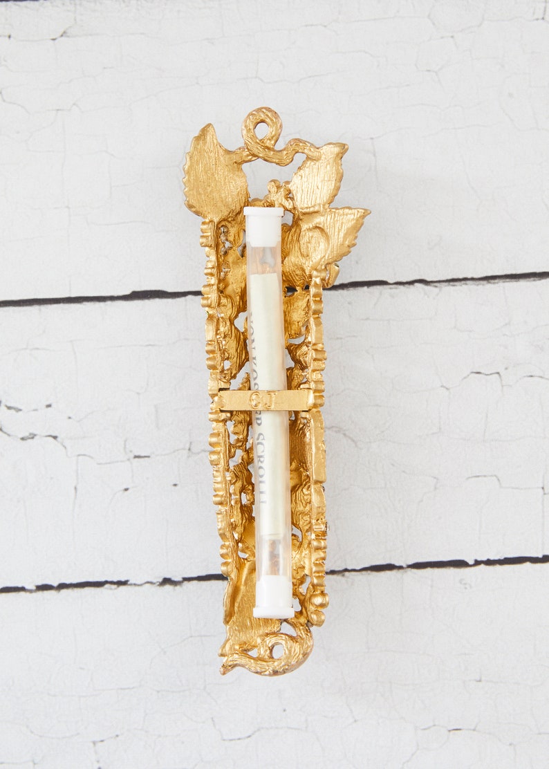 Handmade Jewish Olive Wood Blue Enamel Mezuzah Case Door From Israel Non-kosher Scroll Home