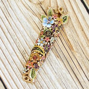 Creative Judaica Blossom Flowers MEZUZAH CASE 5” Hand Painted Enamel Embellished with Crystals Summer Days Color Can Fit 4" Scroll