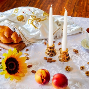 Abstract Jewish Shabbat Candle Holder Shabbat Set Double sided Tea light Holder Taper Shabbat Candle stick Unique shabbat Judaica Gift Decor