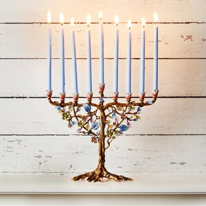Jewish Hanukkah Menorah Tree of life floral designed image 6