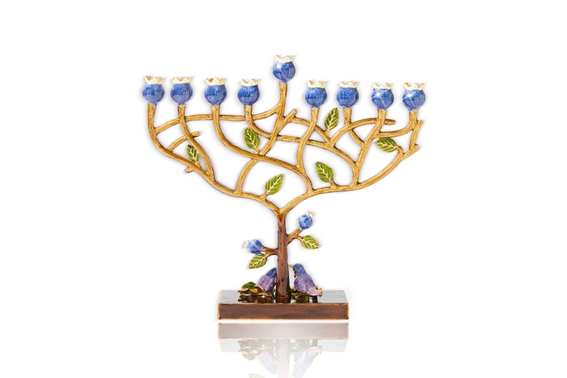 Hanukkah Menorah Jewish lamp, Pomegranate Tree designed for Chanukkah Tree of life Modern Home Decor Judaica Art Holidays Gift Chanukia image 8