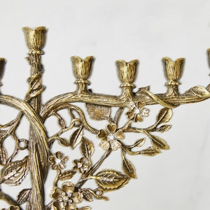 Hanukkah Menorah Jewish lamp Tree of life Floral designed for Chanukkah Modern Judaica Home Decor Art Holidays Gift Nine Branches Chanukia