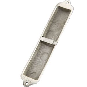 May include: Silver-toned metal Torah pointer case with a decorative design. The case is open and the pointer is not visible.