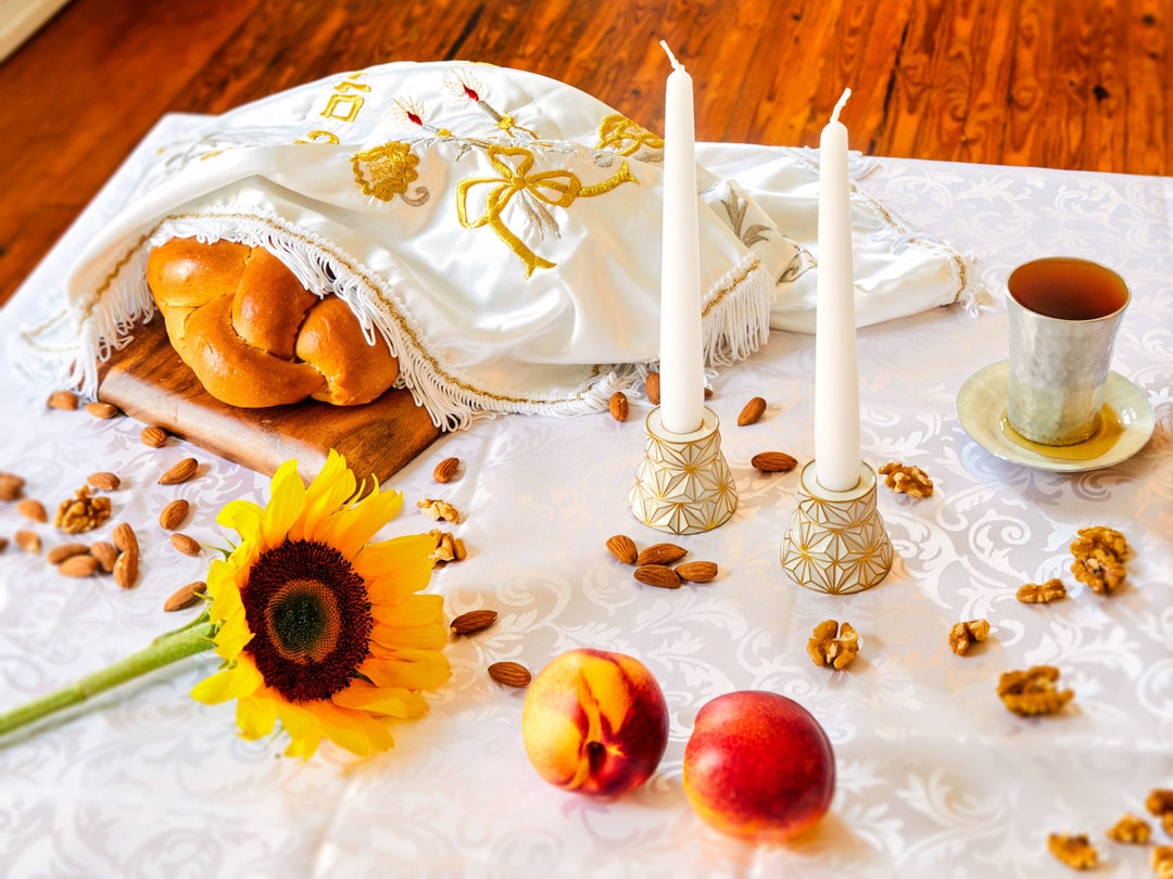 Abstract Jewish Shabbat Candle Holder Shabbat Set Double Sided Tea Light Holder Taper Shabbat