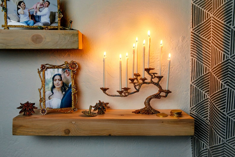 Chanukah Menorah Bonsai Tree unique Hanukkah Menorah Modern Rustic look Jewish Home Decor Holiday Decoration