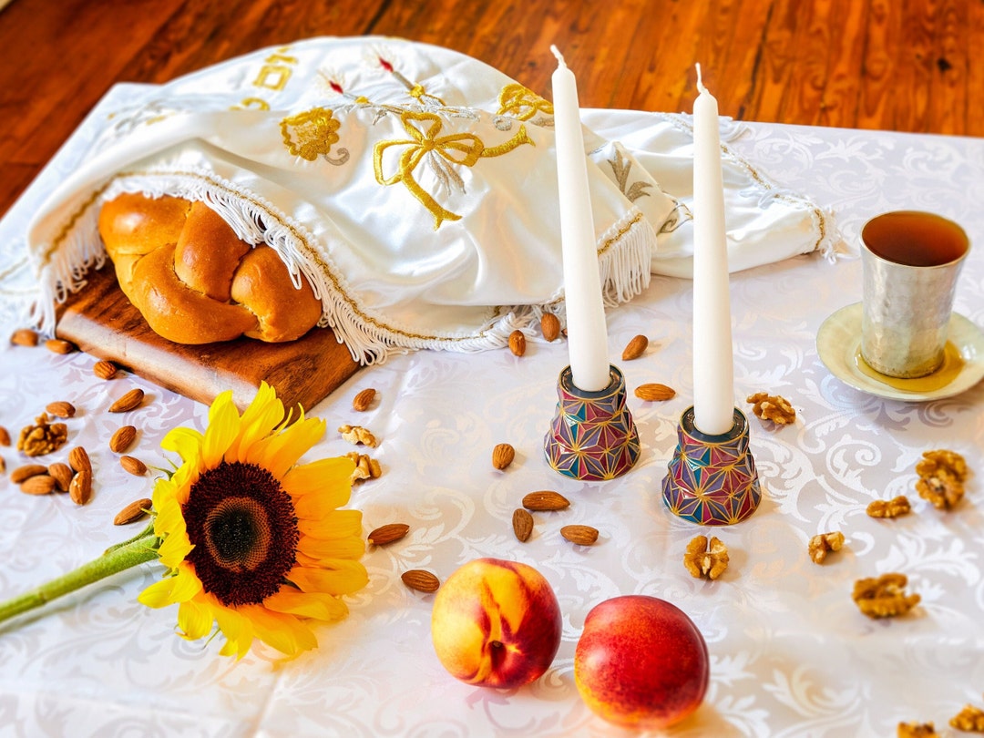 Abstract Jewish Shabbat Candle Holder Shabbat Set Double Sided Tea Light Holder Taper Shabbat