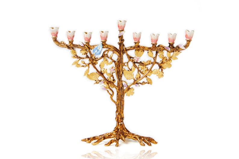 Jewish Hanukkah Menorah Tree of life floral designed image 10