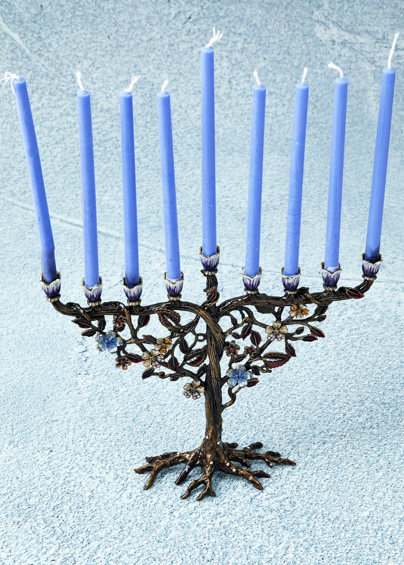 Hanukkah Menorah Jewish Candle Holder. Flower On Vine Hand Etsy