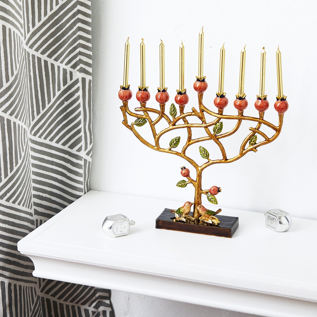 Pomegranate Menorah Gift for the Jewish Home Handmade & Hand Painted Unique Art Judaica 9 Branches 8"l\7"h| Fit 8mm Candles - Etsy