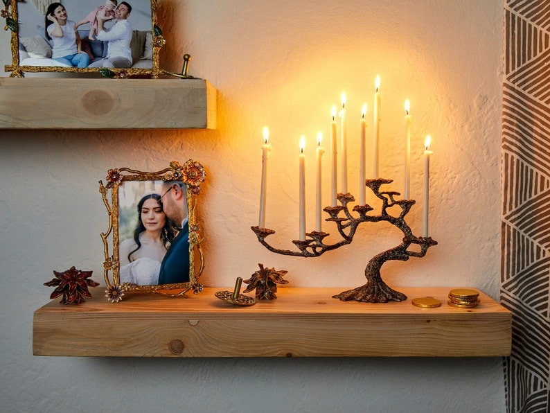 Chanukah Menorah Bonsai Tree unique Hanukkah Menorah Modern Rustic look Jewish Home Decor Holiday Decoration