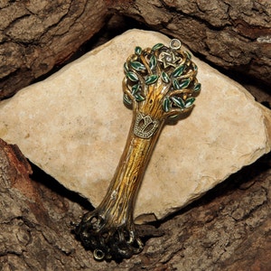 Mezuzah Case Tree of Life Wooden Texture Design Crafted with David Star 4.5&quot; Hand Painted Home Jewish gift Modern case Mezuzah Cover Scroll
