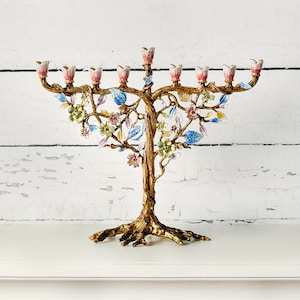 Jewish Hanukkah Menorah Tree of life floral designed image 9