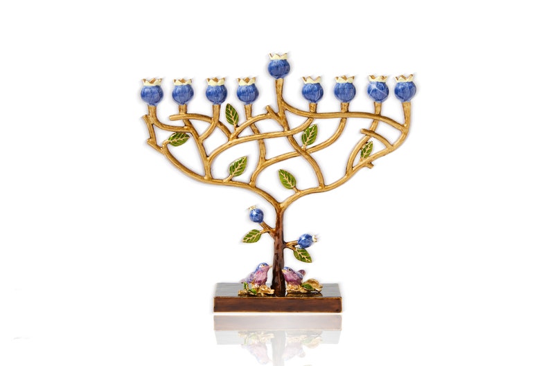 Hanukkah Menorah Jewish lamp, Pomegranate Tree designed for Chanukkah Tree of life Modern Home Decor Judaica Art Holidays Gift Chanukia image 6