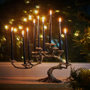 Chanukah Menorah Bonsai Tree unique Hanukkah Menorah Modern Rustic look Jewish Home Decor Holiday Decoration