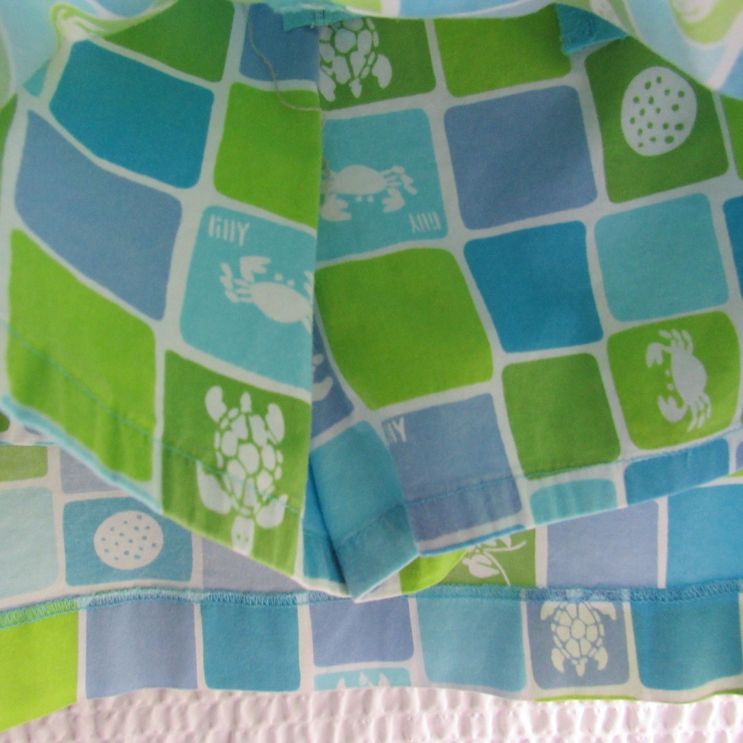 Vintage Lilly Pulitzer Shorts 6 Turtles Ric Rac Lobster Crab Blue Green ...