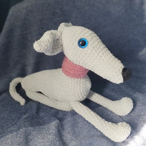 Large 19in grey whippet  Italian greyhound soft toy plushie greyhound soft toy crochet dog pet memorial stuffed  crochet