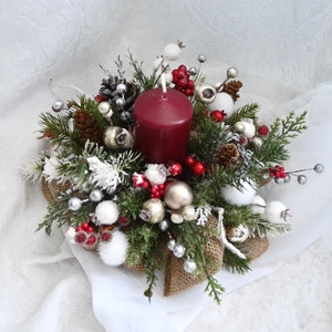 クリスマスギフト 冬のクリスマスデコレーション テーブルセンターピース キャンドルホルダー クリスマスキャンドル 手作りの松ぼっくり オフィスギフトアイデア メリークリスマス
