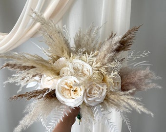 BOHO Pampas Grass Plum Leaves Wedding Arch Arrangement Rustic Arbor Arrangements White IVORY Wedding White Arch Flowers Wedding Decor