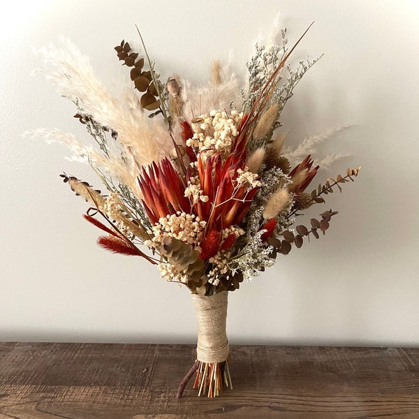 Natural Preserved Flowers Boho Pampas Bunny Tails Wedding Boho Bridal Bouquet Orchid Ivory Wedding Bouquet Dried Flowers Bridesmaid Bouquet