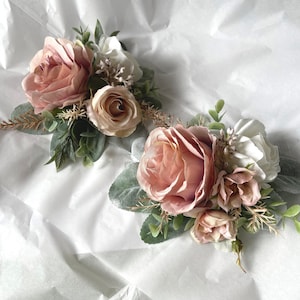 Decorazione per torta nuziale color malva e bianco SET di 2 decorazioni per torta Topper Fiori artificiali Fiori nuziali Topper per torta nuziale floreale color crema