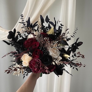 Wedding Bouquet Black Wedding Gold Boho Burgundy Black Wedding Boho Bridal Bouquet Wedding Bouquet Greenery Artificial Flowers