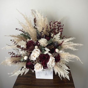 Boho Wedding Bouquet Burgundy Beige Gold Eucalyptus Wedding Maroon Bouquet Deep Red Flowers Cream Mauve Faux Flowers Wedding Dusty Rose
