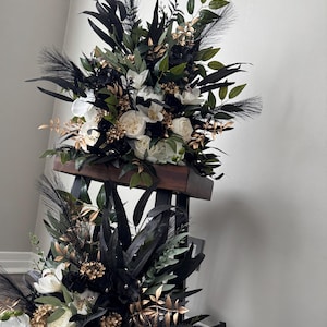 Set of 2 White and Black Gold Pampas Wedding Aisle Flowers Aisle Markers Arrangements Black Cream Ivory Wedding Artificial Flowers Wedding
