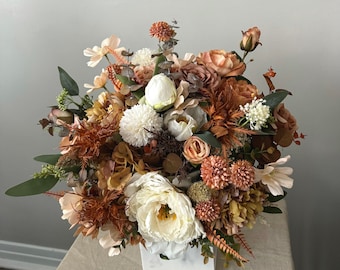 Wild flower Peony Bridal Bouquet Burnt Orange Boho Wedding Bridal Bouquet Wedding Bouquet Dried Flowers Bridesmaid Bouquet