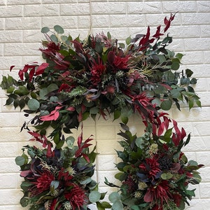 Halloween Gothic Burgundy Greenery Only Wedding Arch Arrangement Pine Arbor Arrangements Christmas Wedding Faux Flowers Wedding Decor