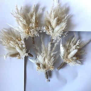 4 pcs Baby breath boutonniere Boho Orange Brown Terracotta BOUTONNIERE Wedding Boho Bridal Bouquet Ivory Wedding Bouquet Artificial Flowers