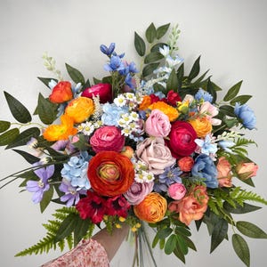 Wedding Bouquet Bridal Bouquet Pink Orange Summer colors Wedding Bouquet Yellow Tropical Green Bouquets Bridal Wedding Peach Blue Bridal