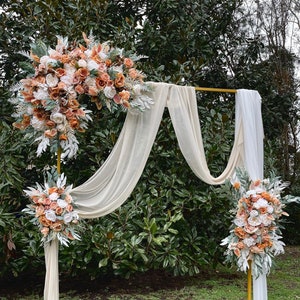 Orange Rust Terracotta Wedding Arch Arrangement Arbor Arrangements L shaped Arch Burnt Orange Eucalyptus Wedding Faux Flowers Wedding Corner