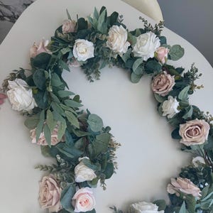 Garland Centrepiece Pale Rose Antic Pink Wedding Boho Eucalyptus Garland Dusty Rose Wedding Dusty Greenery Ivory Blush Garland with Flowers